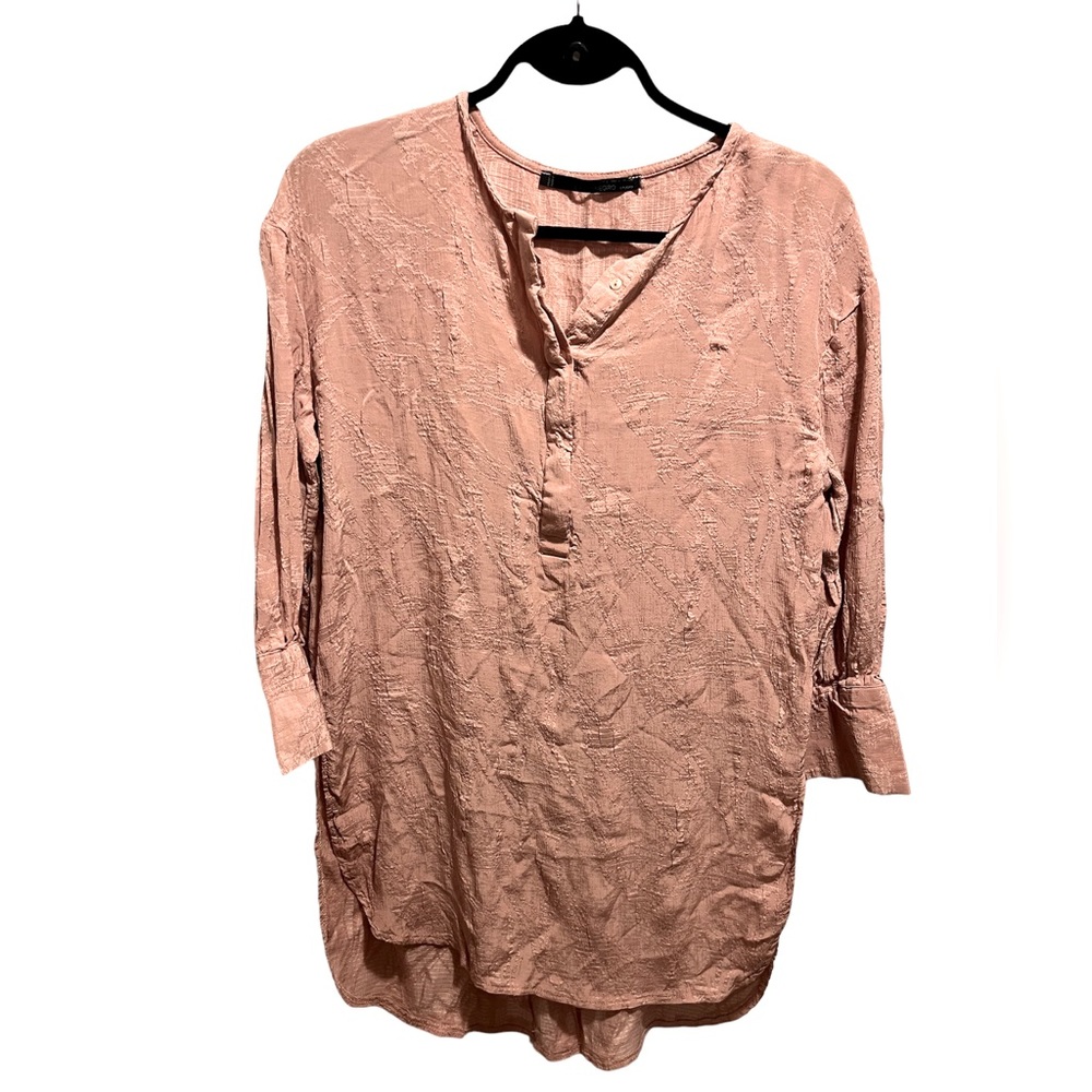 Orfeonegro Lagenlook Rose Pink High-low Tunic Popover Top in Size S